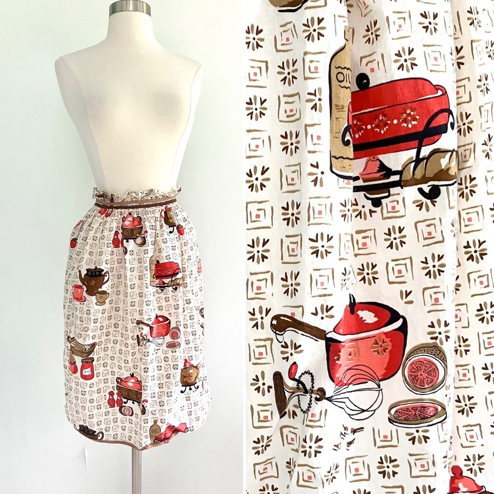 Vintage 50’s kitchen novelty print cotton apron